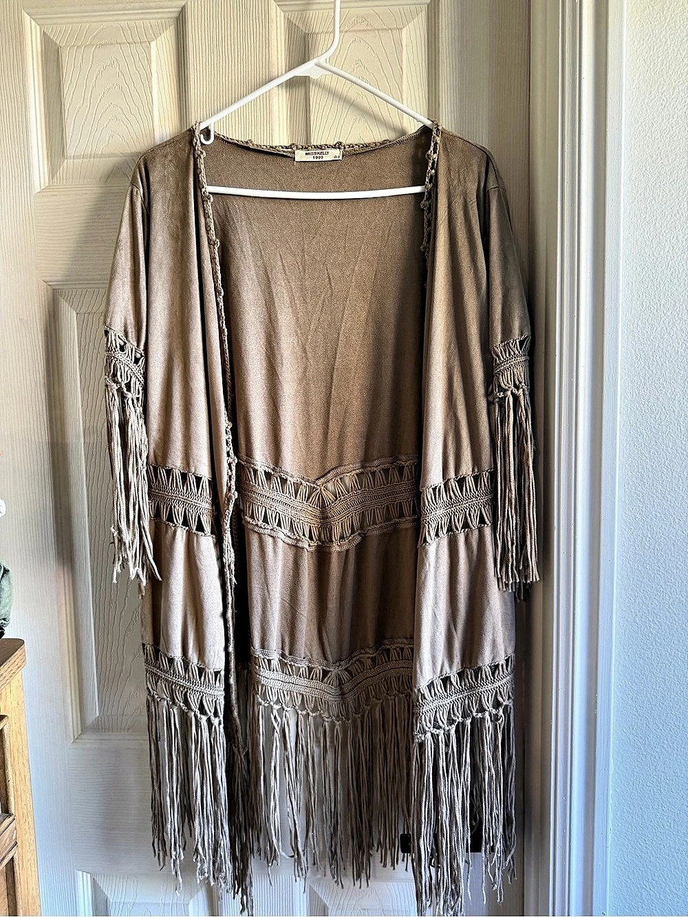 Stevie nicks/witchy festival boho Miss Kelly Fringe Tunic in Brown